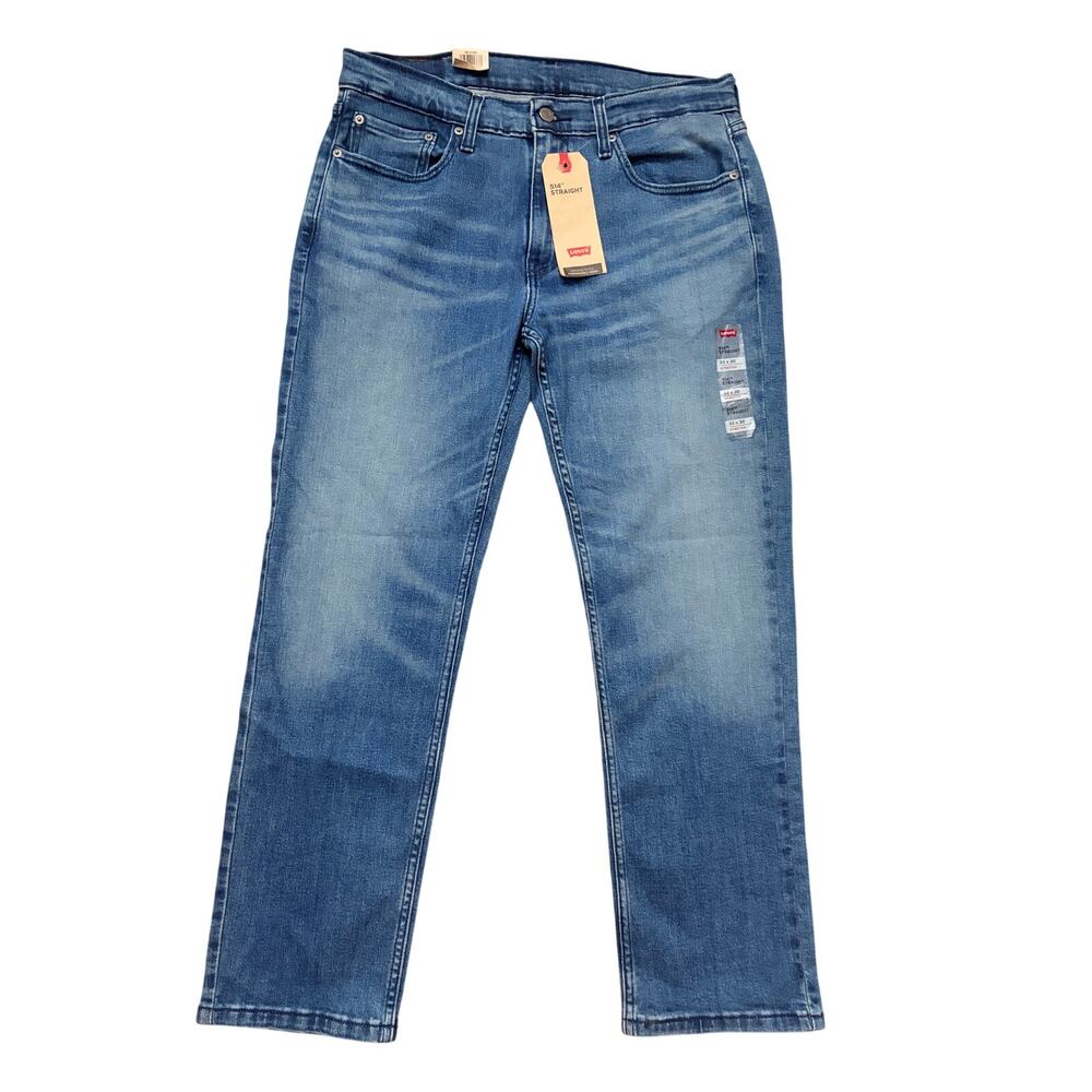 NWT Levi’s 514 Straight Stretch Jeans Men 33x30 Blue Regular Fit Denim